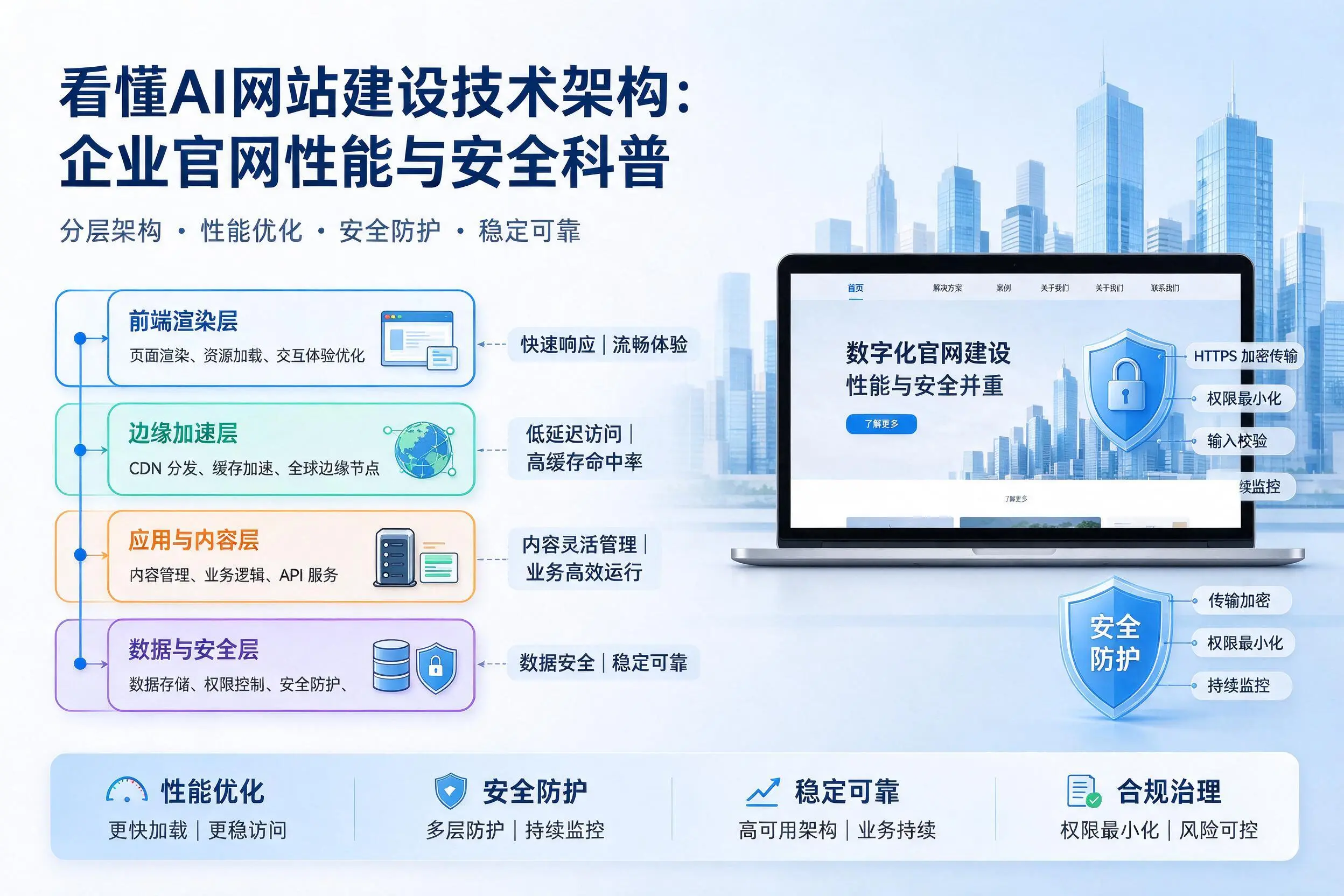 看懂AI网站建设技术架构：怒江企业官网性能与安全科普