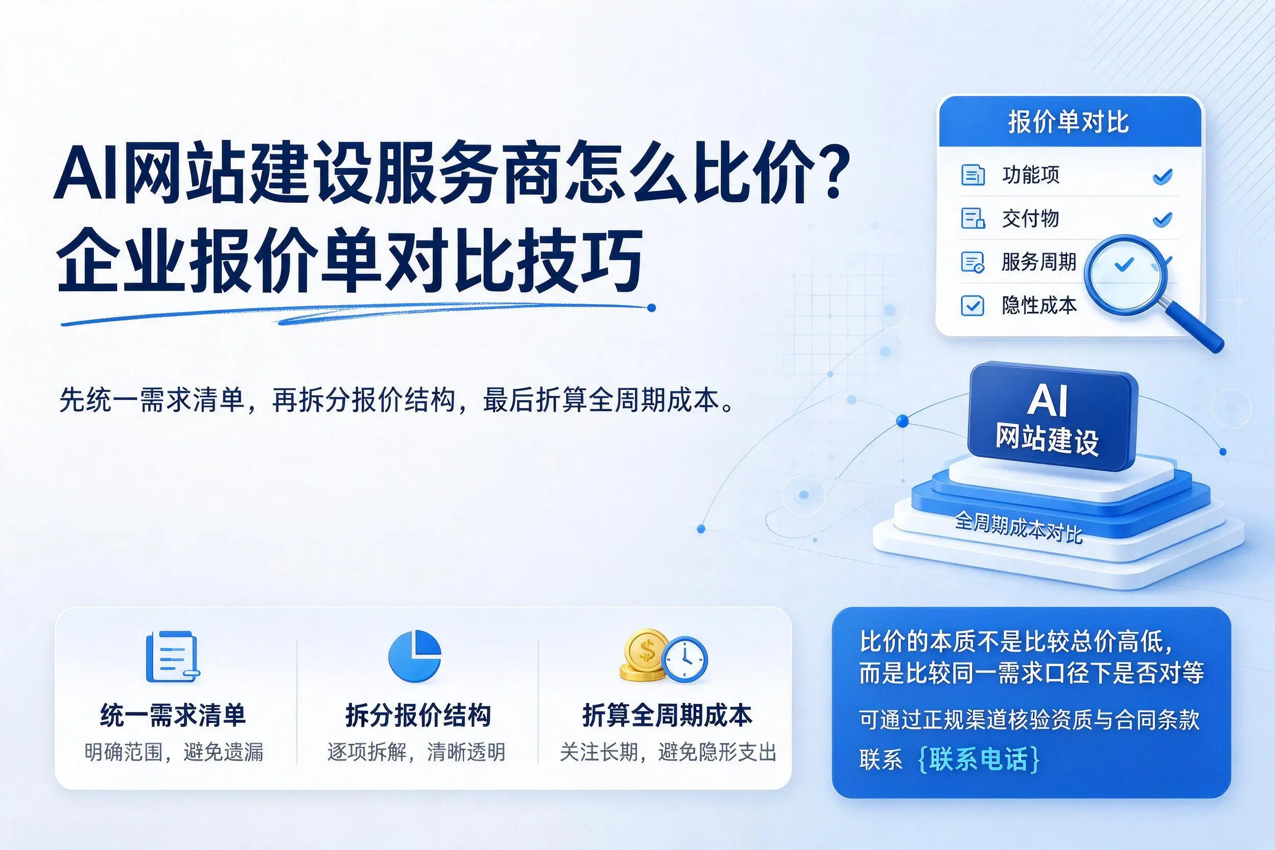 AI网站建设服务商怎么比价？怒江企业报价单对比技巧