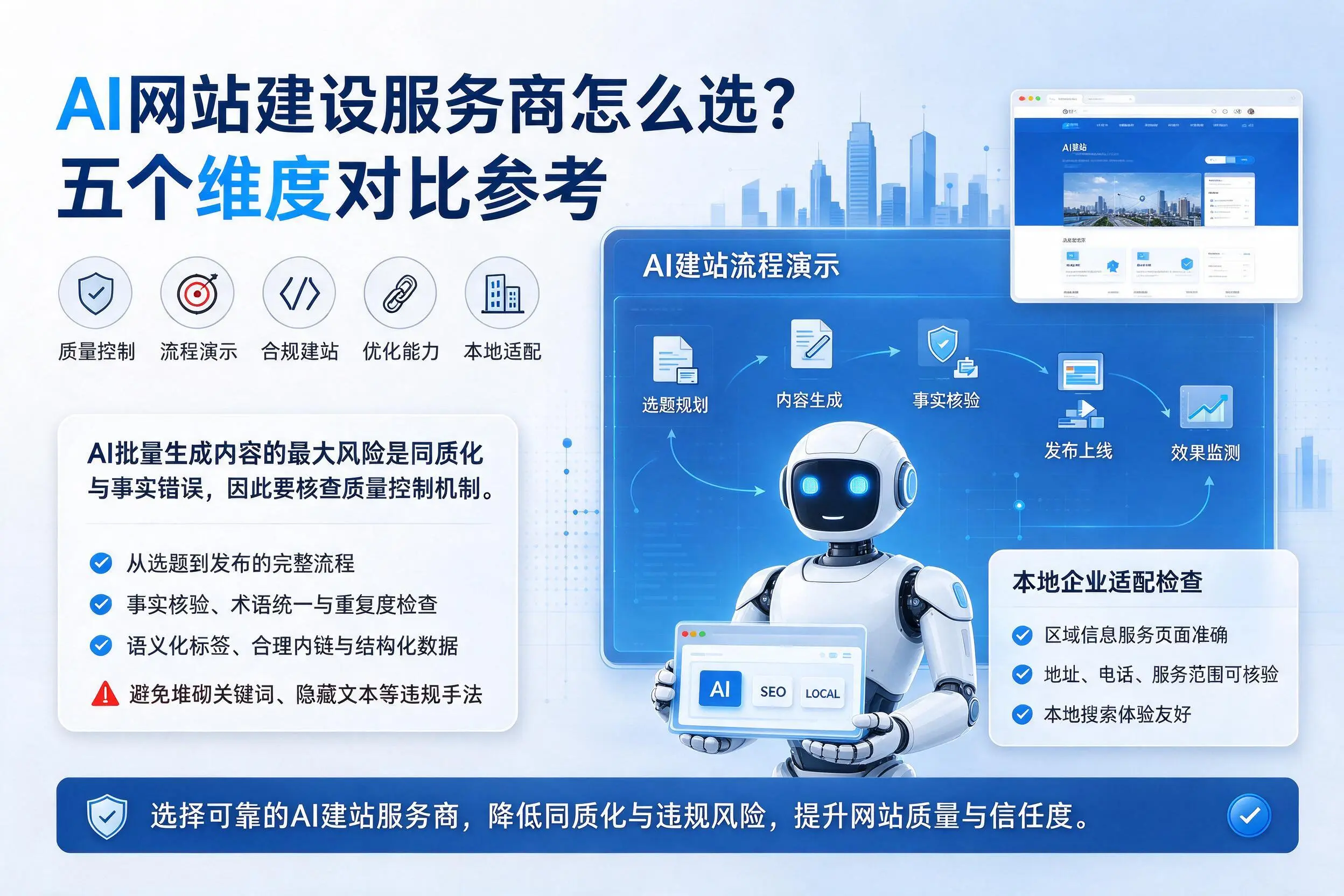 怒江AI网站建设服务商怎么选？五个维度对比参考